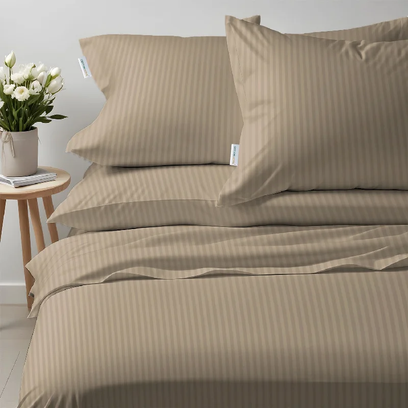 Moisture - wicking duvet covers to prevent night sweats6 Piece Duvet Cover Set 240x260cm King - Light Brown Stripe Moisture - wicking duvet covers to prevent night sweats6 Piece Duvet Cover Set 240x260cm King - Light Brown Stripe