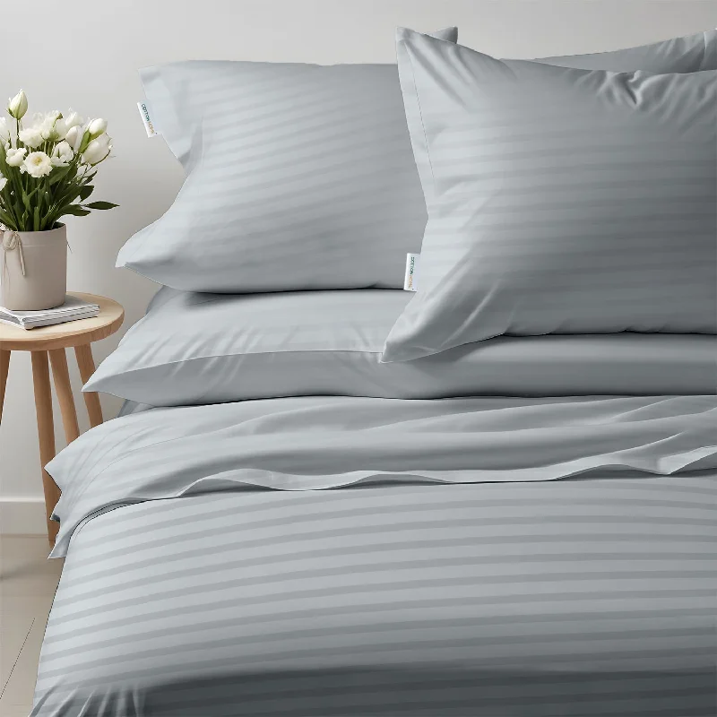 Hypoallergenic duvet covers for allergy - prone individualsPremium High Quality Cotton 250TC Queen Stripe 6 Piece Duvet Cover Set 220x240cm Silver Hypoallergenic duvet covers for allergy - prone individualsPremium High Quality Cotton 250TC Queen Stripe 6 Piece Duvet Cover Set 220x240cm Silver