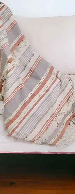 Fleece blankets for a cozy and plush texture60" X 50" Beige Woven Cotton Striped Throw Blanket with Fringe Fleece blankets for a cozy and plush texture60" X 50" Beige Woven Cotton Striped Throw Blanket with Fringe