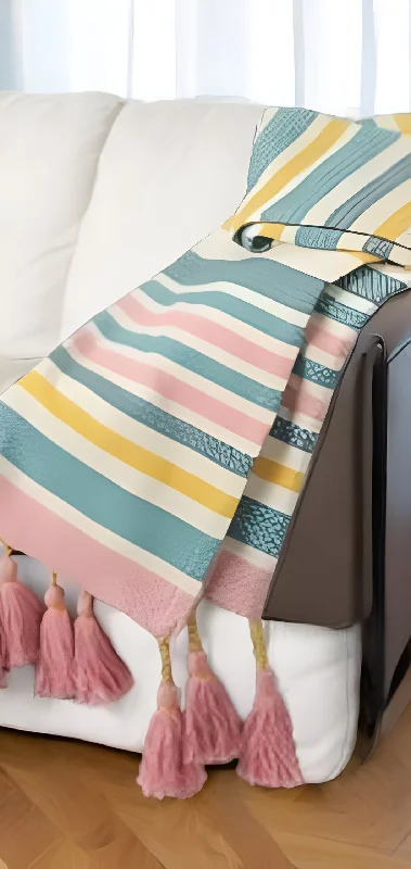 Acrylic blankets for a soft and affordable alternative60" X 50" Blue and Pink Woven Cotton Striped Throw Blanket with Tassels Acrylic blankets for a soft and affordable alternative60" X 50" Blue and Pink Woven Cotton Striped Throw Blanket with Tassels