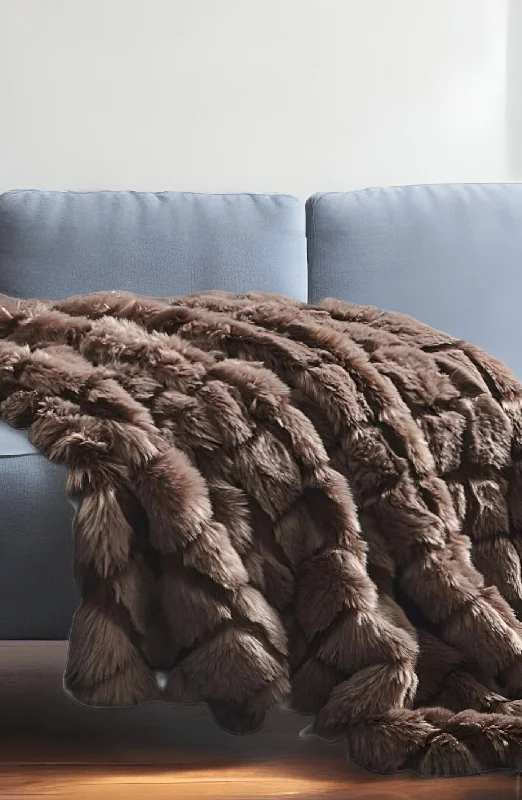 King - size blankets to cover large beds comfortably60" X 50" Brown Knitted Acrylic Geometric Throw Blanket King - size blankets to cover large beds comfortably60" X 50" Brown Knitted Acrylic Geometric Throw Blanket