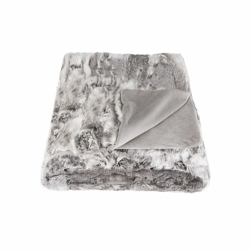 Rayon from bamboo blankets for a silky and breathable feel60" X 50" Gray Knitted Rabbit Fur Throw Blanket Rayon from bamboo blankets for a silky and breathable feel60" X 50" Gray Knitted Rabbit Fur Throw Blanket