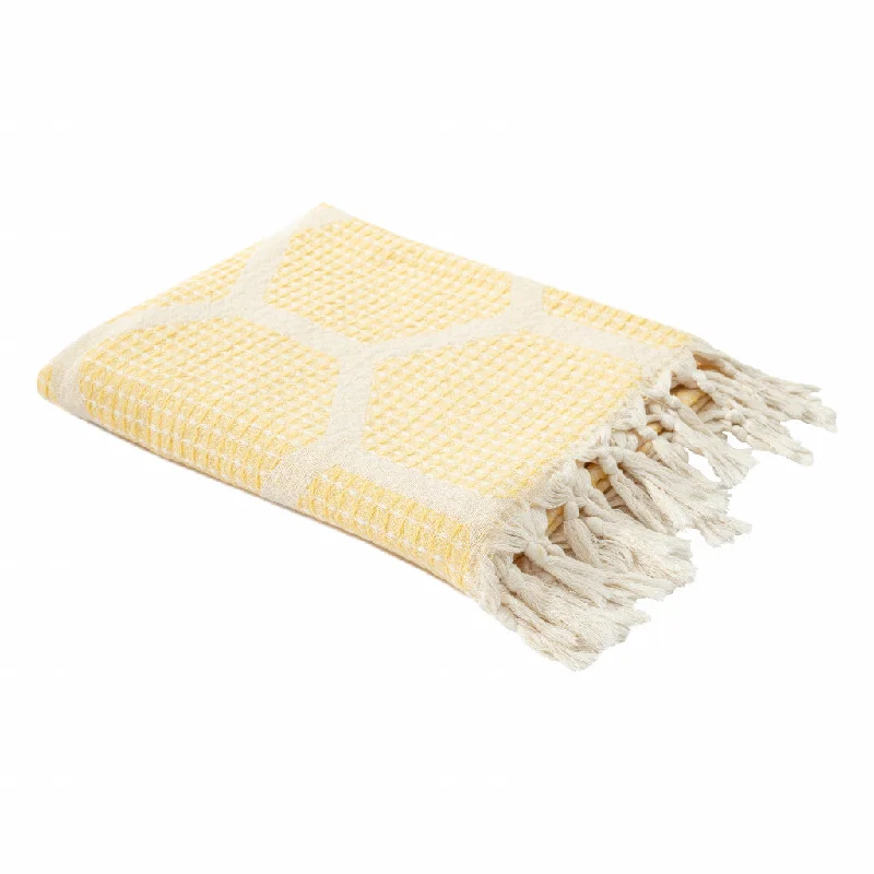Synthetic fiber blend blankets for a budget - friendly choice60" X 50" Yellow Woven Cotton Geometric Throw Blanket with Fringe