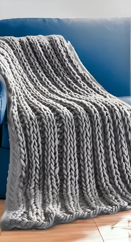 Rayon from bamboo blankets for a silky and breathable feel70" X 50" Light Gray Knitted Polyester Throw Blanket Rayon from bamboo blankets for a silky and breathable feel70" X 50" Light Gray Knitted Polyester Throw Blanket