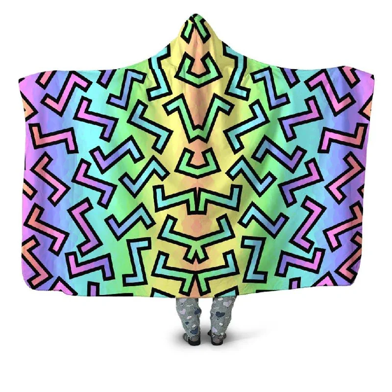 Cotton blankets for breathability and a lightweight feel80s Rainbow Hooded Blanket