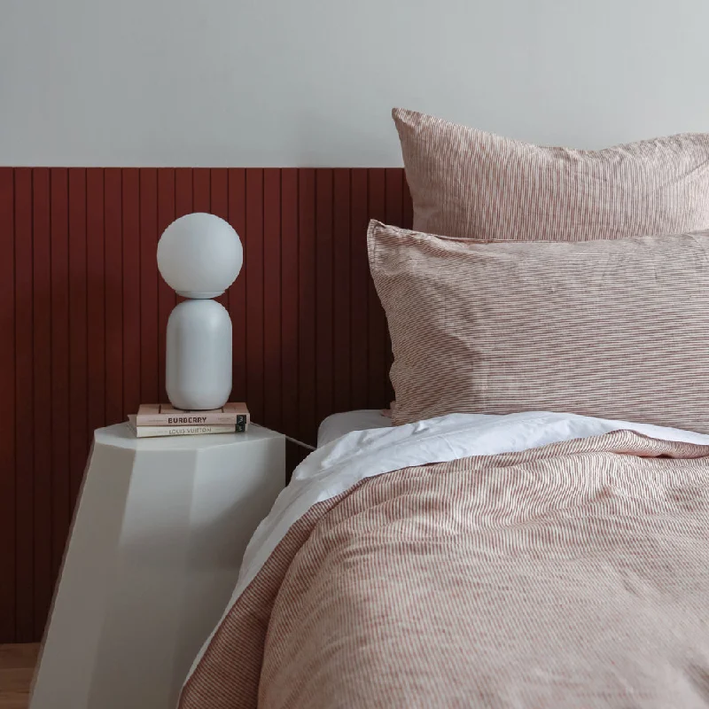 King - size duvet covers to fit large king - sized beds perfectlyEuropean Linen Duvet Set - Mini Terracotta Stripe, King Single King - size duvet covers to fit large king - sized beds perfectlyEuropean Linen Duvet Set - Mini Terracotta Stripe, King Single