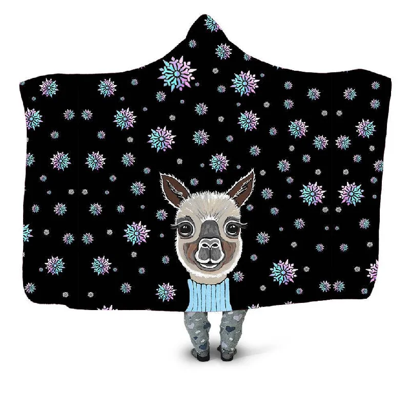 Chenille blankets with a thick and fuzzy textureAlpaca Christmas Hooded Blanket