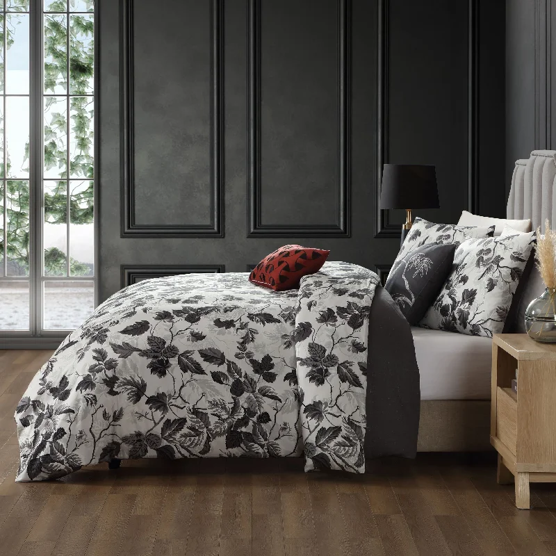 Microfiber - filled comforters that are lightweight and easy to care forBebejan Grey Leaves 200 Thread Count 100% Cotton Sateen 5 Piece Reversible Comforter Set Microfiber - filled comforters that are lightweight and easy to care forBebejan Grey Leaves 200 Thread Count 100% Cotton Sateen 5 Piece Reversible Comforter Set