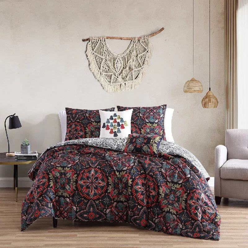 Queen - size comforters for standard queen - sized mattressesBebejan Vivvie Red 100% Cotton 5-Piece Reversible Comforter Set Queen - size comforters for standard queen - sized mattressesBebejan Vivvie Red 100% Cotton 5-Piece Reversible Comforter Set