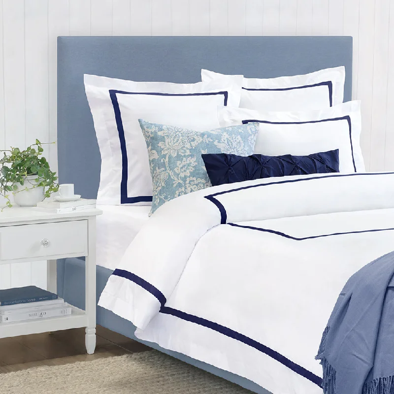 Stain - resistant duvet covers for easy maintenanceBella Navy Framed Percale Duvet Cover Stain - resistant duvet covers for easy maintenanceBella Navy Framed Percale Duvet Cover