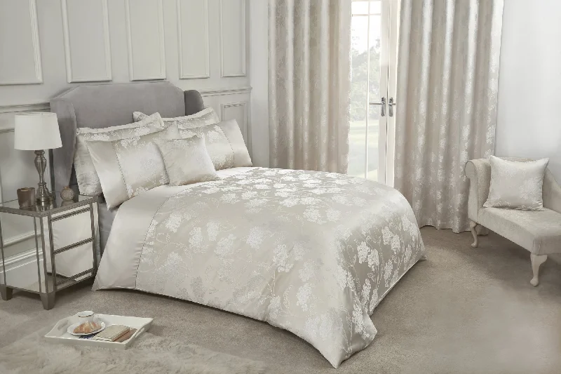Tie - closure duvet covers with fabric ties for a more decorative and adjustable optionBlossom - Embellished Jacquard Duvet Set in Cream Tie - closure duvet covers with fabric ties for a more decorative and adjustable optionBlossom - Embellished Jacquard Duvet Set in Cream