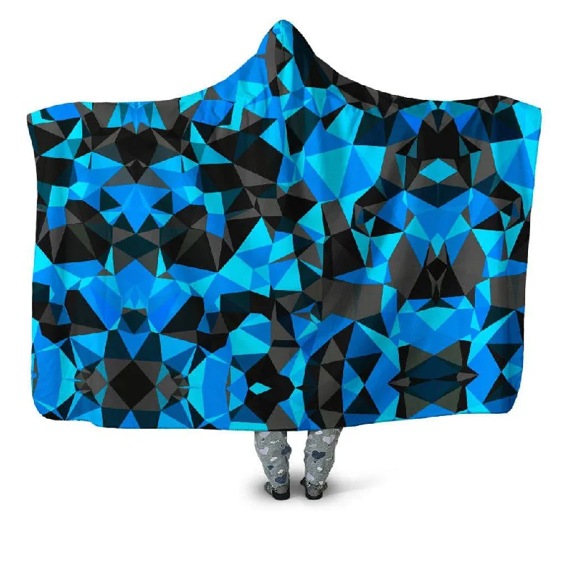 Linen blankets with a rustic and textured lookBlue and Black Geo Hooded Blanket