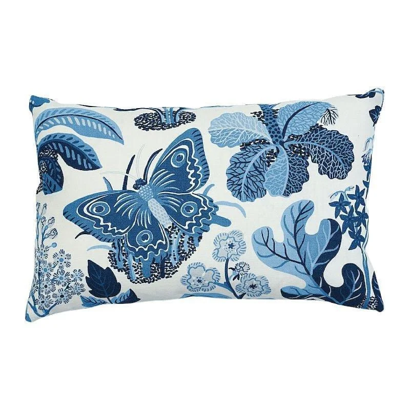 Mohair blankets with a unique sheen and softnessBlue Exotic Butterfly Print Lumbar Linen Throw Pillow