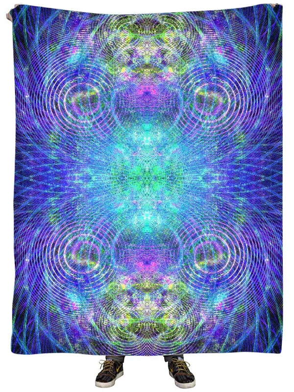 Rayon from bamboo blankets for a silky and breathable feelBlue Psycho Cosmos Plush Blanket Rayon from bamboo blankets for a silky and breathable feelBlue Psycho Cosmos Plush Blanket