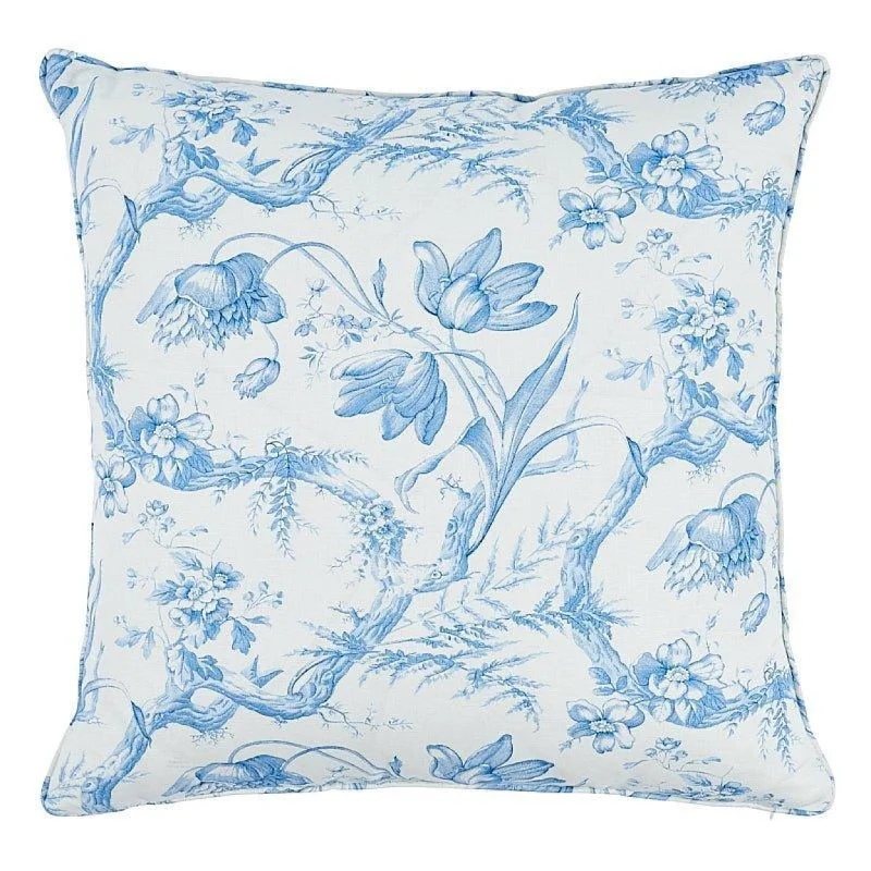 Queen - size blankets for standard - sized bedsBlue & White Toile De Fleurs 22" Throw Pillow Queen - size blankets for standard - sized bedsBlue & White Toile De Fleurs 22" Throw Pillow
