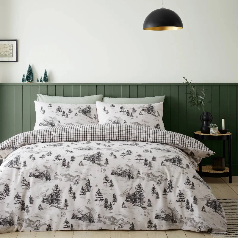 Twin - size duvet covers ideal for single beds in kids' rooms or dormitoriesBrushed Alpine Village Duvet Cover Set Twin - size duvet covers ideal for single beds in kids' rooms or dormitoriesBrushed Alpine Village Duvet Cover Set