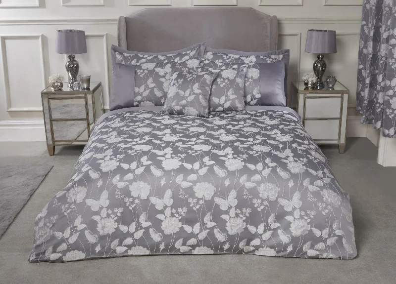 Abstract - designed duvet covers to add an artistic flair to the bedroomButterfly Meadow - Embellished Jacquard Duvet Set in Silver Abstract - designed duvet covers to add an artistic flair to the bedroomButterfly Meadow - Embellished Jacquard Duvet Set in Silver