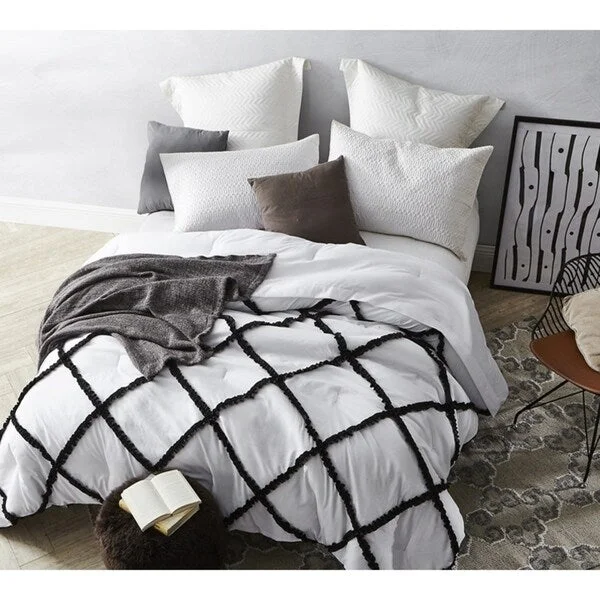 Synthetic - filled comforters like polyester for affordability and hypoallergenic propertiesBYB Black on White Gathered Ruffles - Handcrafted Series Comforter Synthetic - filled comforters like polyester for affordability and hypoallergenic propertiesBYB Black on White Gathered Ruffles - Handcrafted Series Comforter