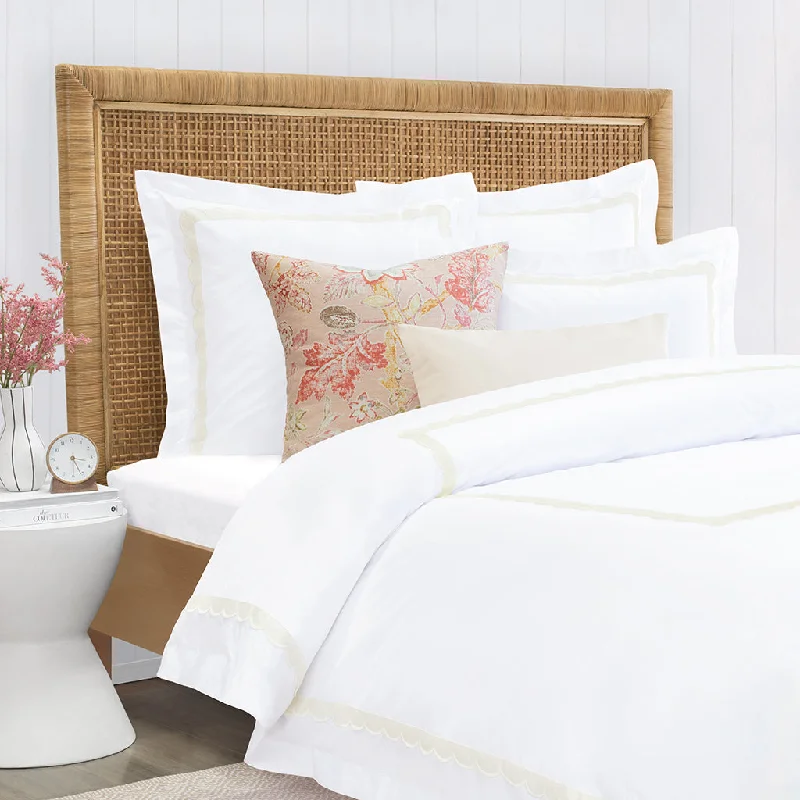 Custom - sized duvet covers to fit unique or non - standard bed framesCamellia Ivory Scalloped Percale Duvet Cover Custom - sized duvet covers to fit unique or non - standard bed framesCamellia Ivory Scalloped Percale Duvet Cover