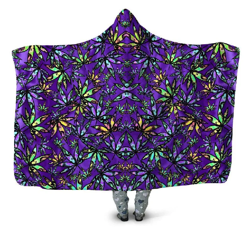 Queen - size blankets for standard - sized bedsCannabis Cascade Hooded Blanket