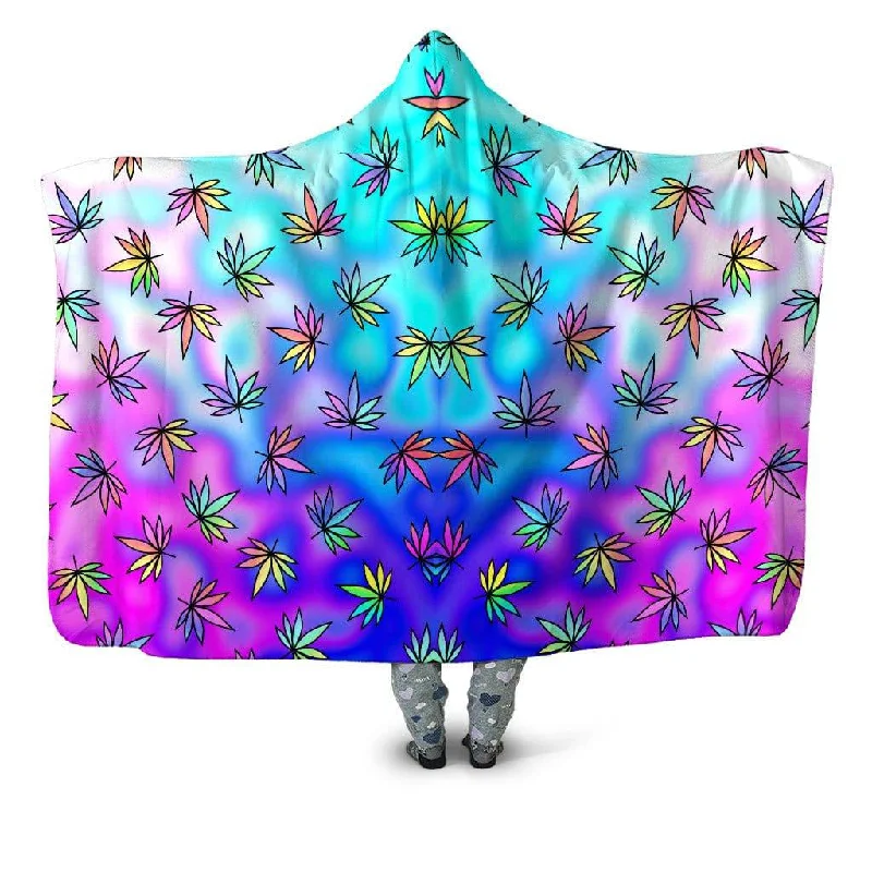 Chenille blankets with a thick and fuzzy textureCascading Marijuana Hooded Blanket