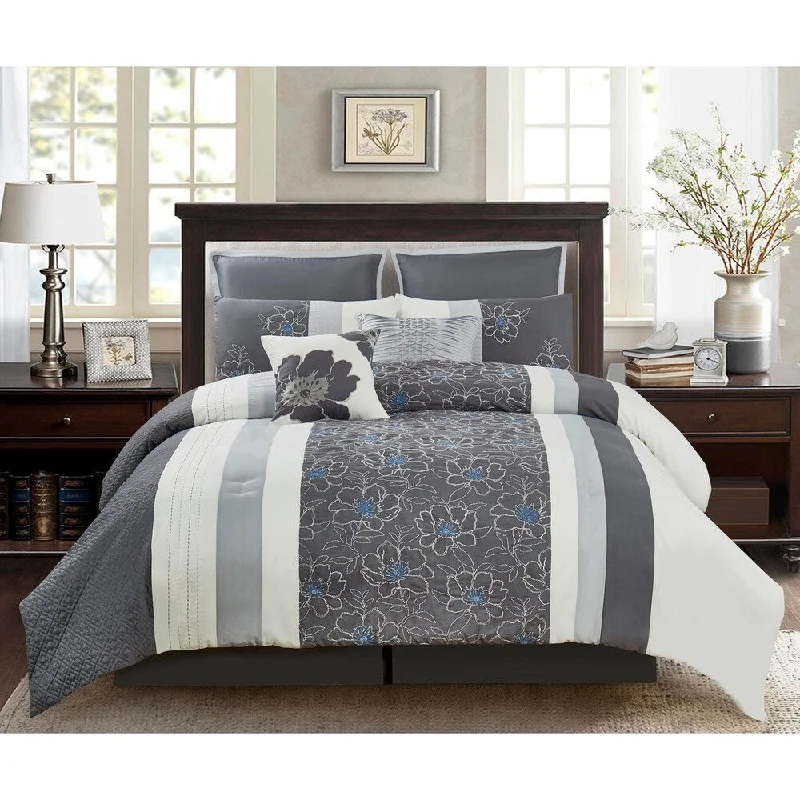 Silk - filled comforters for a luxurious and smooth touchCatalina Embellished Comforter Set in Grey