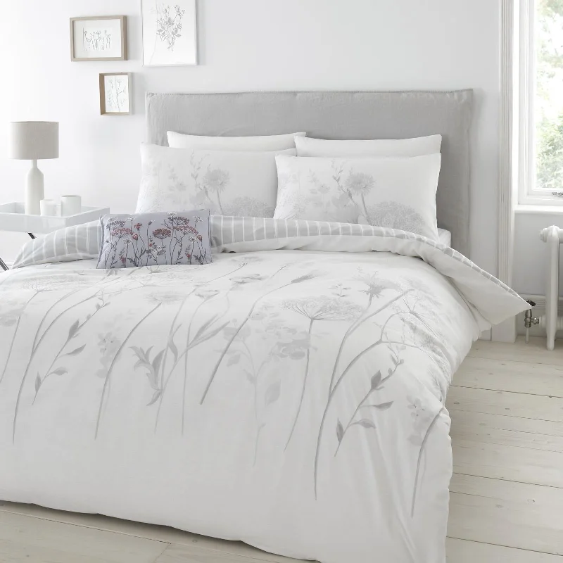 Flannel duvet covers for warmth in cold weatherMeadowsweet Floral Duvet Cover Set White Flannel duvet covers for warmth in cold weatherMeadowsweet Floral Duvet Cover Set White