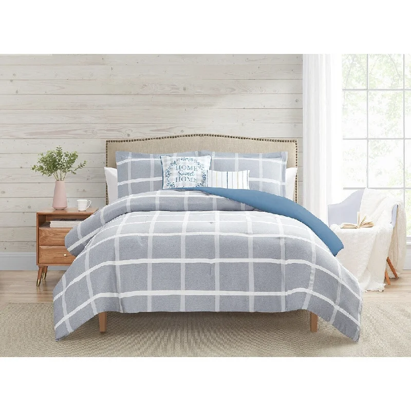 Duck down comforters with a softer feel and good warmth retentionCEDAR COURT Grove Plaid Slate Blue 5-Piece Microfiber Comforter Bedding Set Duck down comforters with a softer feel and good warmth retentionCEDAR COURT Grove Plaid Slate Blue 5-Piece Microfiber Comforter Bedding Set