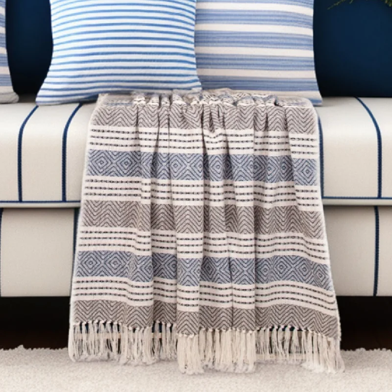 Fleece blankets for a cozy and plush textureCharcoal Woven Cotton Striped Throw Blanket Fleece blankets for a cozy and plush textureCharcoal Woven Cotton Striped Throw Blanket