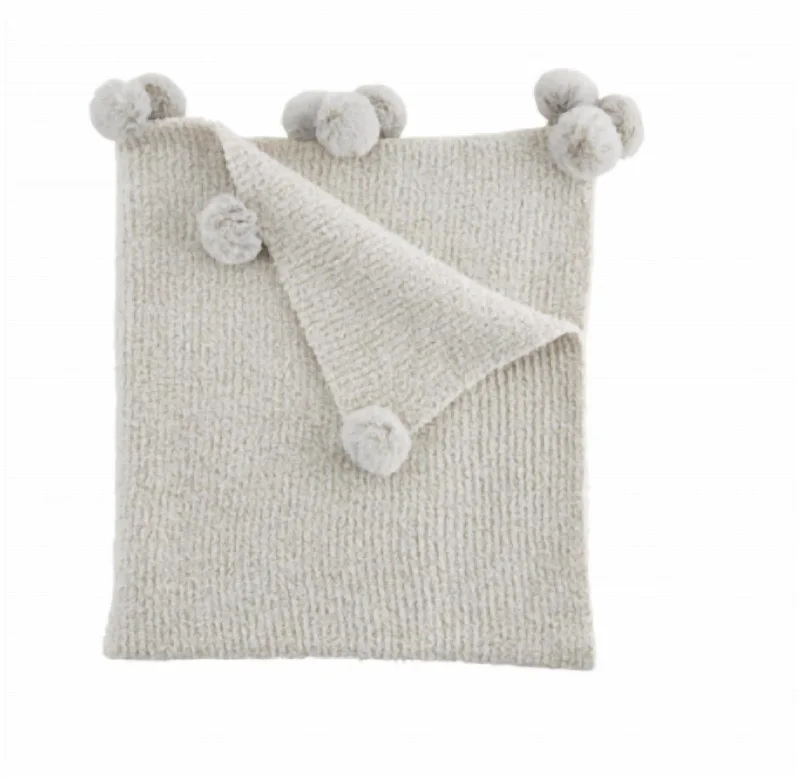 Bamboo fiber blankets with natural antibacterial propertiesChenille Pom Blanket In Gray Bamboo fiber blankets with natural antibacterial propertiesChenille Pom Blanket In Gray