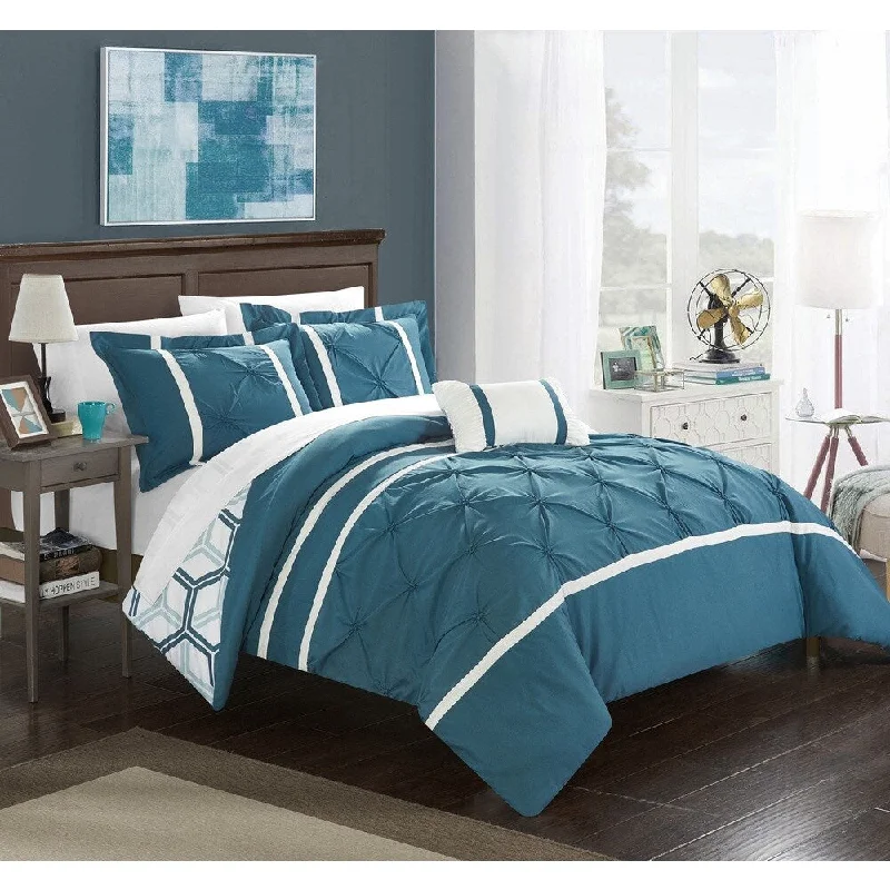 Silk - filled comforters for a luxurious and smooth touchChic Home 4-Piece Avee Blue Comforter Set Silk - filled comforters for a luxurious and smooth touchChic Home 4-Piece Avee Blue Comforter Set