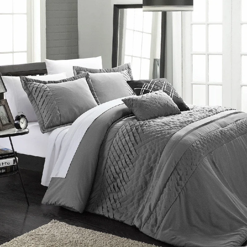 Full - size comforters suitable for full - sized beds in guest rooms or small bedroomsChic Home 5-piece Corona Pleated Handmade Charcoal Comforter Set Full - size comforters suitable for full - sized beds in guest rooms or small bedroomsChic Home 5-piece Corona Pleated Handmade Charcoal Comforter Set