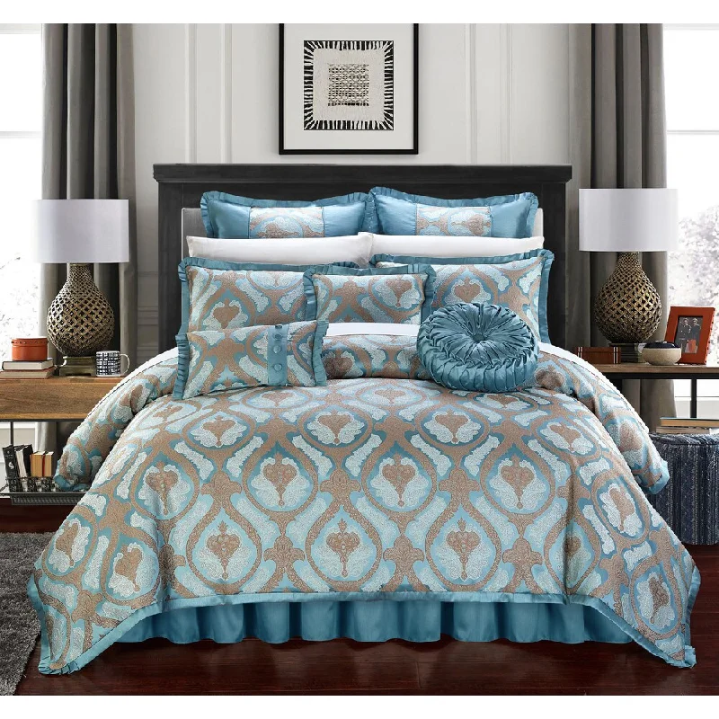 King - size comforters to fit large king - sized beds perfectlyChic Home Felicci 9-Piece Pleated Flange Comforter Set King - size comforters to fit large king - sized beds perfectlyChic Home Felicci 9-Piece Pleated Flange Comforter Set