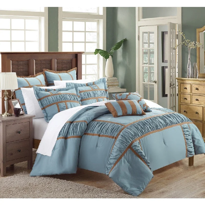 King - size comforters to fit large king - sized beds perfectlyChic Home Firenze Blue 7-piece Comforter Set King - size comforters to fit large king - sized beds perfectlyChic Home Firenze Blue 7-piece Comforter Set