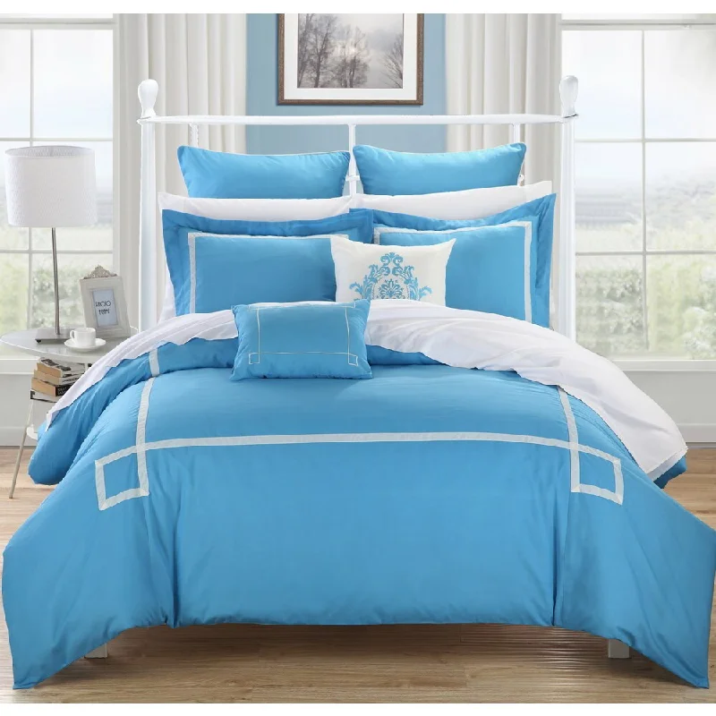 Queen - size comforters for standard queen - sized mattressesChic Home Willard Blue 7-piece Embroidered Comforter Set Queen - size comforters for standard queen - sized mattressesChic Home Willard Blue 7-piece Embroidered Comforter Set