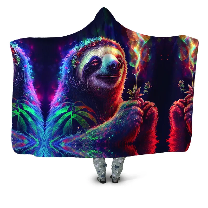 Recycled polyester blankets for an eco - conscious optionChill Sloth Hooded Blanket