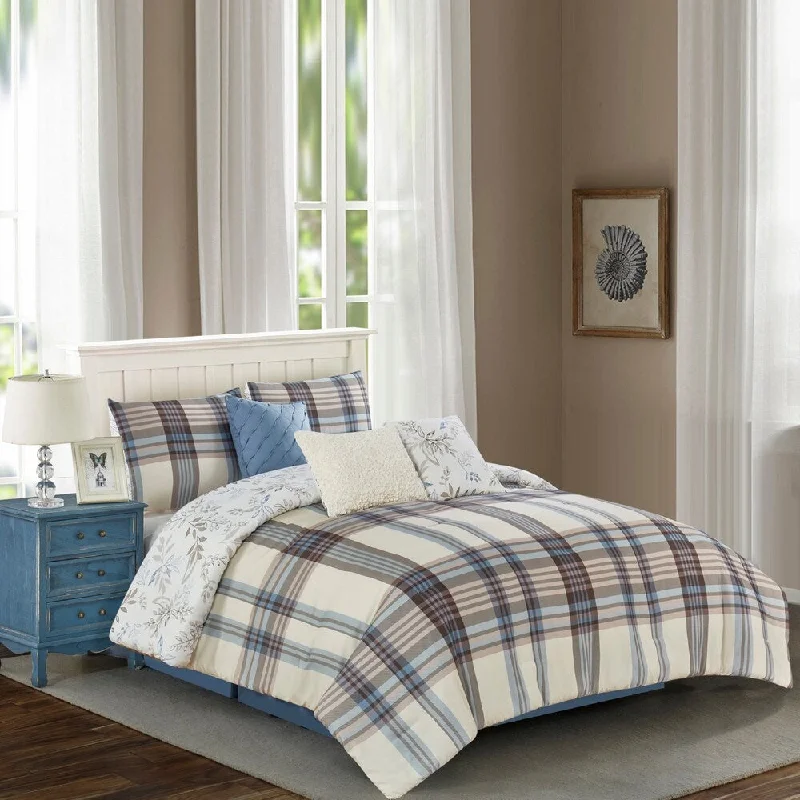 Duck down comforters with a softer feel and good warmth retentionClemente Yarn Dye Print Comforter Set in Beige - Blue/Brown Duck down comforters with a softer feel and good warmth retentionClemente Yarn Dye Print Comforter Set in Beige - Blue/Brown