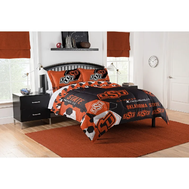 Goose down comforters known for their superior quality and insulationCOL 849 Oklahoma State Hexagon Take F/Q Comforter Set Goose down comforters known for their superior quality and insulationCOL 849 Oklahoma State Hexagon Take F/Q Comforter Set