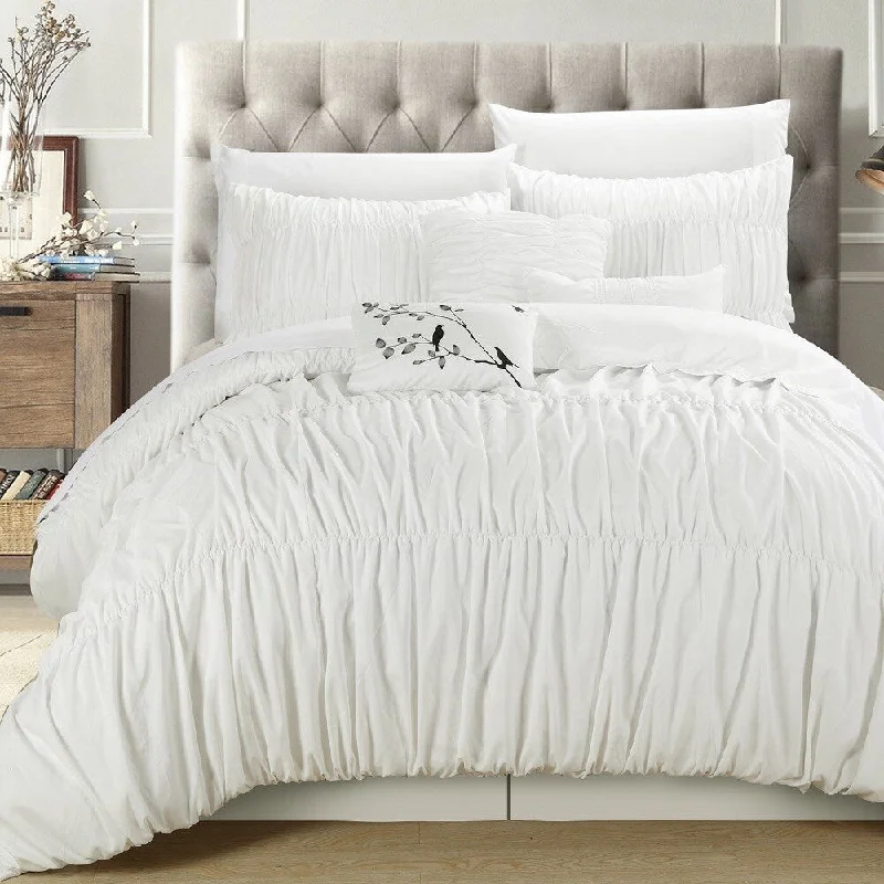 Wool - filled comforters with natural moisture - wicking and temperature - regulating featuresCopper Grove Senna White Pleated and Ruffled 7-piece Comforter Set Wool - filled comforters with natural moisture - wicking and temperature - regulating featuresCopper Grove Senna White Pleated and Ruffled 7-piece Comforter Set