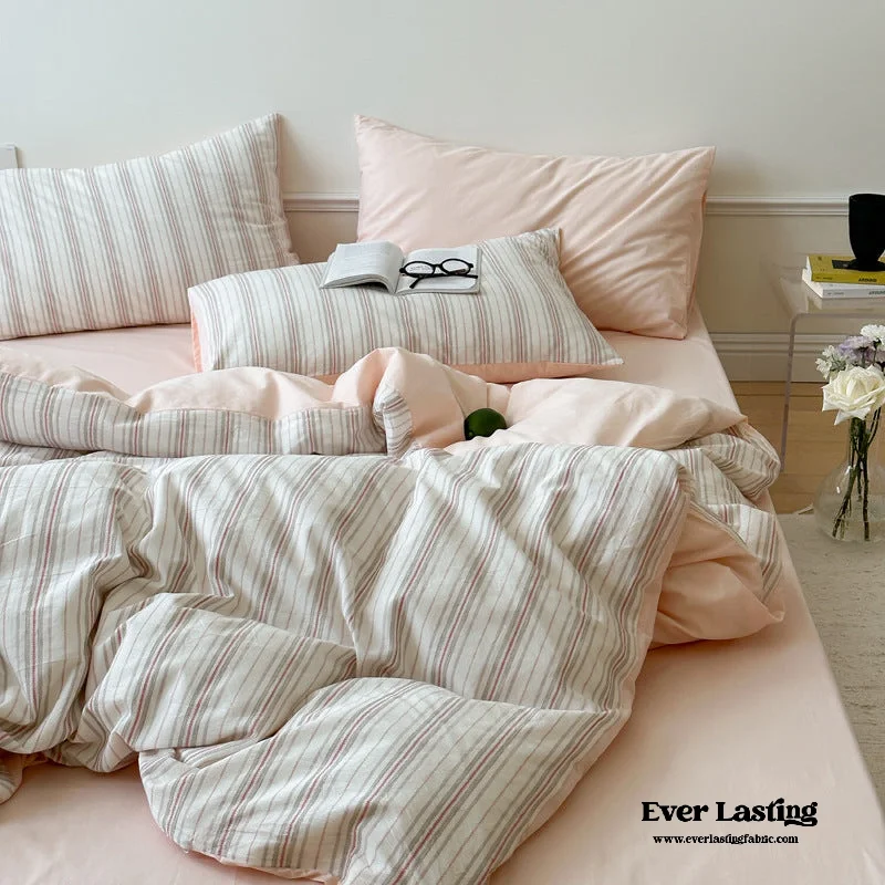 Polyester duvet covers with durability and colorfastnessCozy Pastel Striped Washed Cotton Duvet Cover / Pink Polyester duvet covers with durability and colorfastnessCozy Pastel Striped Washed Cotton Duvet Cover / Pink