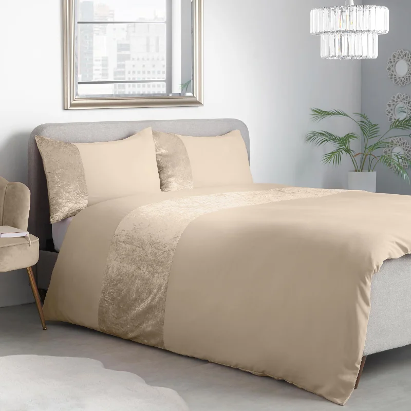 Oversized duvet covers that drape beautifully over the sides of the bed for a luxurious lookLewis's Amelia Crushed Velvet Duvet Set - Champagne
