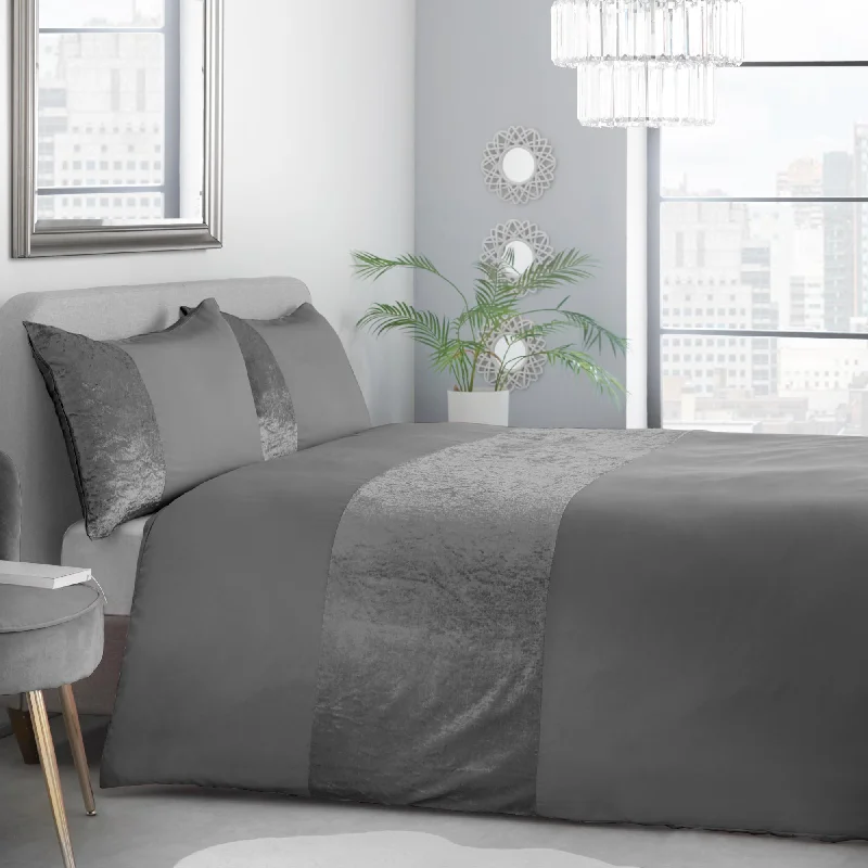 Guest - room duvet covers to make visitors feel welcome and comfortableLewis's Amelia Crushed Velvet Duvet Set - Charcoal Guest - room duvet covers to make visitors feel welcome and comfortableLewis's Amelia Crushed Velvet Duvet Set - Charcoal