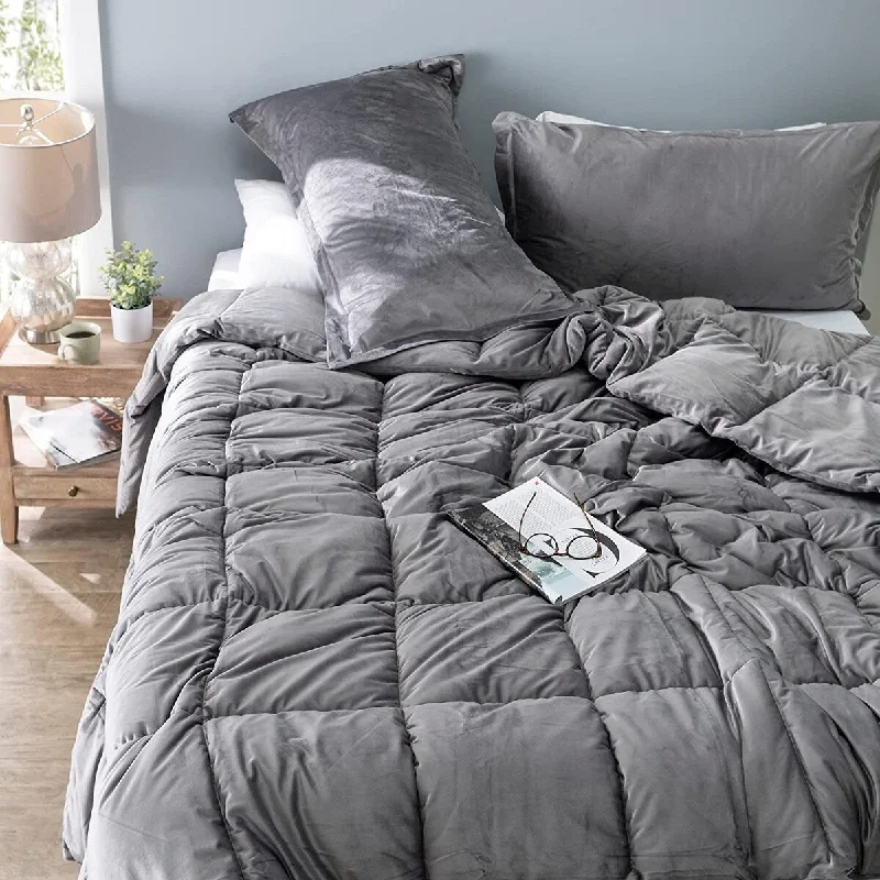 Synthetic - filled comforters like polyester for affordability and hypoallergenic propertiesCuz I'm Cozy - Coma Inducer® Comforter Set - USA Lightweight Filled - Storm Cloud Gray Synthetic - filled comforters like polyester for affordability and hypoallergenic propertiesCuz I'm Cozy - Coma Inducer® Comforter Set - USA Lightweight Filled - Storm Cloud Gray