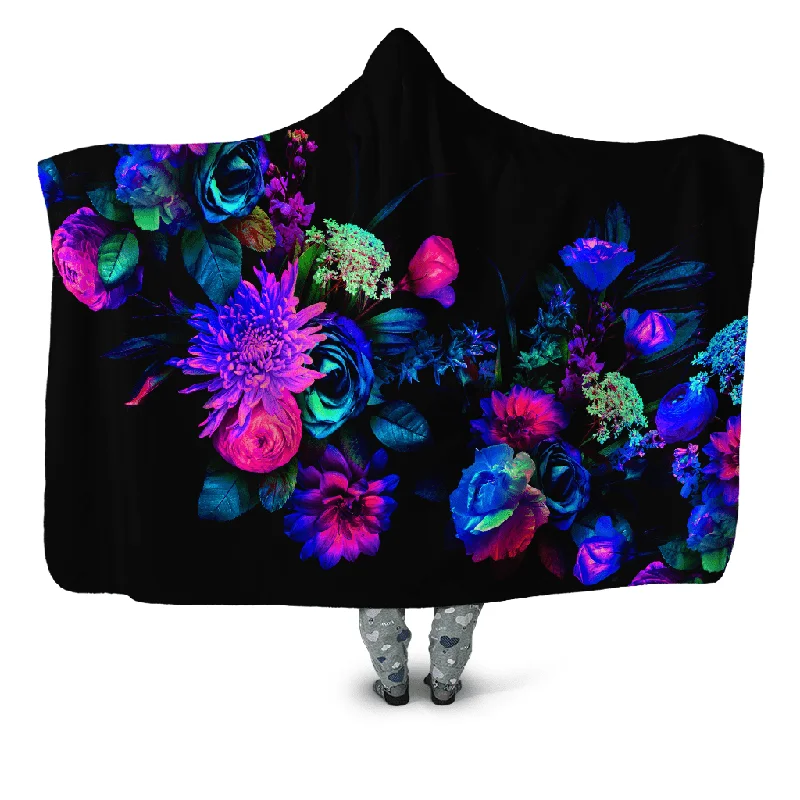 Linen blankets with a rustic and textured lookDarkest Bloom Hooded Blanket
