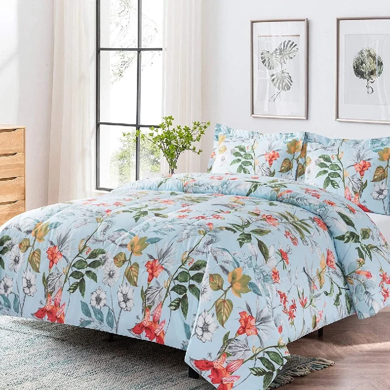 Queen - size comforters for standard queen - sized mattressesDCP 3 Pieces Comforter Set Flower Branch Botanical Blue Comforter King Queen - size comforters for standard queen - sized mattressesDCP 3 Pieces Comforter Set Flower Branch Botanical Blue Comforter King