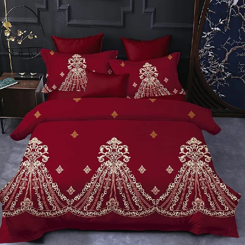 Wool - filled comforters with natural moisture - wicking and temperature - regulating featuresDCP 3 Pieces Printed Bedding Comforter Sets Red Comforter