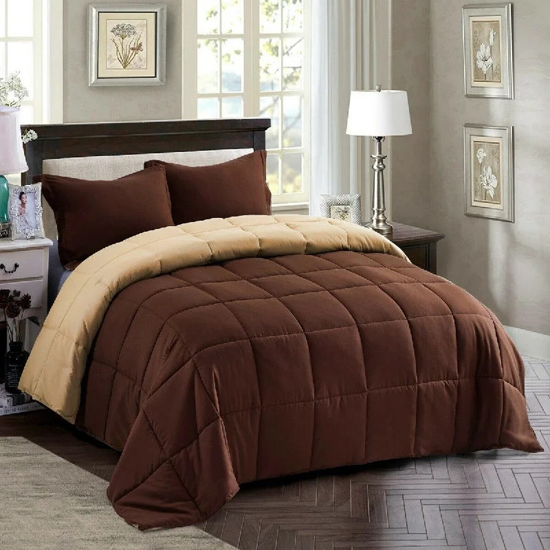 King - size comforters to fit large king - sized beds perfectlyDown Alternative Comforter Set 3 PCS with Shams Queen Chocolate King - size comforters to fit large king - sized beds perfectlyDown Alternative Comforter Set 3 PCS with Shams Queen Chocolate