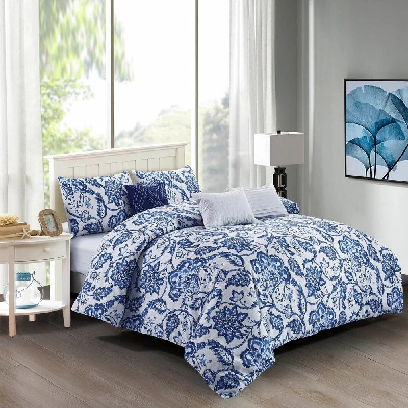 King - size comforters to fit large king - sized beds perfectlyElana Cotton Comforter Set in Blue King - size comforters to fit large king - sized beds perfectlyElana Cotton Comforter Set in Blue