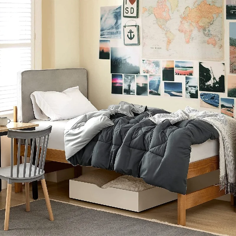 Wool - filled comforters with natural moisture - wicking and temperature - regulating featuresFaded Black/Glacier Gray Reversible Full Comforter - Oversized Full XL Bedding Wool - filled comforters with natural moisture - wicking and temperature - regulating featuresFaded Black/Glacier Gray Reversible Full Comforter - Oversized Full XL Bedding