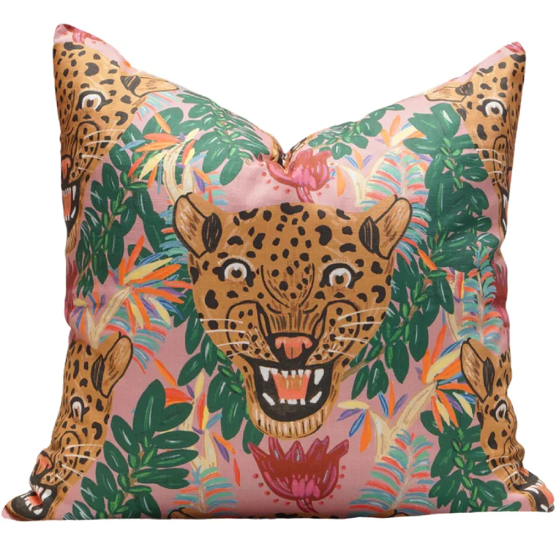 Rayon from bamboo blankets for a silky and breathable feelFierce Leopard Pillow Cover in Genuine Pink Rayon from bamboo blankets for a silky and breathable feelFierce Leopard Pillow Cover in Genuine Pink